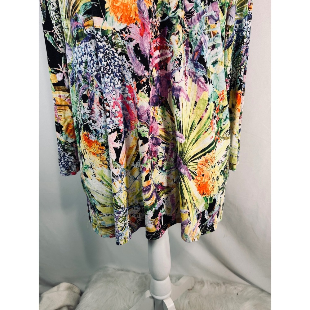 Peck & Peck Petite Women 2X Tropical Floral V-Neck Long Sleeve Tunic Top Multi - Picture 4 of 10